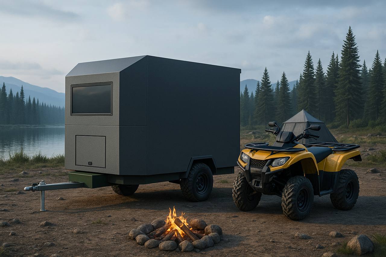 Quad House — жилой модуль для квадроцикла, установленный на прицепе с квадроциклом